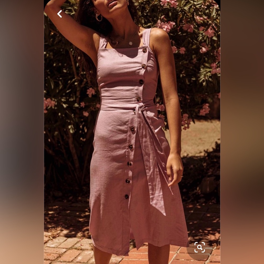 SOLD {Lost + Wander} Santorini Asymmetrical Button Midi Dress Size M